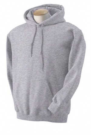 7.75 oz 50/50 Hooded Sweatshirt - 50% cotton, 50% polyester, 7.75 oz. air-jet-spun yarn creates a smooth, low-pill surface for printing; double-needle stitching throughout; double-lined hood with drawstring; 1x1 athletic rib neck and cuffs with Lycra; pouch pockets.