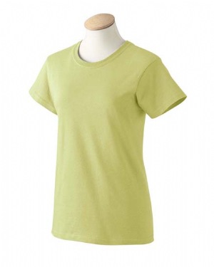 6.1 oz Ultra Cotton Ladies T-shirt - 100% cotton, 6.1 oz. preshrunk. Double-needle stitching throughout; seamless topstitched collar; taped neck and shoulders; ash is 99% cotton, 1% polyester; sport grey is 90% cotton, 10% polyester; heather cardinal, dark heather and heather indigo are 50% cotton, 50% polyester; new feminine cut; shorter length; narrower 1/2" rib neck; shorter sleeves.