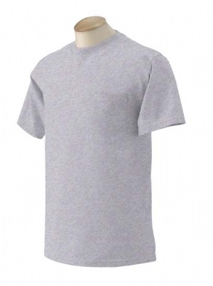 6.1 oz Ultra Cotton Pocket T-shirt - 100% cotton, 6.1 oz. preshrunk. Double-needle stitching throughout; taped neck and shoulder; dark heather is 50% cotton, 50% polyester; five-point left chest pocket.