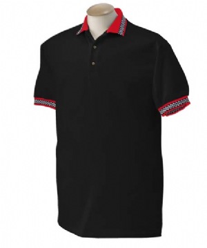 7 oz Cotton Piqué Polo with Racing Trim - 100% cotton, 7.0 oz., preshrunk. Double-needle stitching throughout; contoured welt-knit collar and cuffs; three-button placket, woodtone buttons.