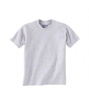 5.6 oz 50/50 Ultra Blend Youth T-shirt - 50% Preshrunk cotton, 50% polyester, air-jet-spun yarn.  Double-needle stitching on collar and bottom hem; shoulder-to-shoulder tape.