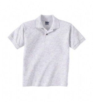 5.6 oz 50/50 Youth Jersey Polo - 50% preshrunk cotton, 50% polyester, 5.6 oz., preshrunk. Welt-knit collar and cuffs; two-button placket, woodtone buttons.