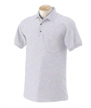 5.6 oz 50/50 Jersey Polo with Pocket - 50% cotton, 50% polyester, 6.5 oz. Welt-knit collar and cuffs; double-needle stitching on bottom hem; welt-knit collar and cuffs; three-button placket; woodtone buttons; left chest pocket.