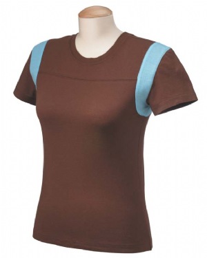 Niagara Cotton Jersey Football T-shirt - 100% sheer cotton jersey. Garment washed; sheer pique applique at arm openings. 