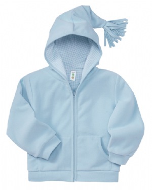 Sammi Poly Fleece Hoodie - 100% polyester fleece shell, 100% combed cotton jersey dot-print lining in hood. fleece tassel on hood.