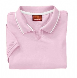 Cotton Jersey Ladies Short-Sleeve Polo with Tipping - 100% Cotton. Multi-width tipping; contrasting neck tape; johnny collar.
