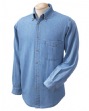 Mens Long-Sleeve Denim Shirt - 100% cotton indigo denim, 6.5 oz. inside, flat-f...