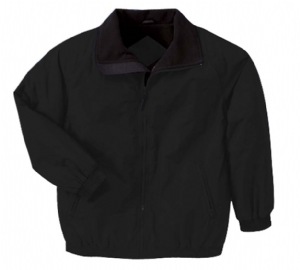 Fleece-Lined Nylon Jacket - 100% nylon taslon. wind- and-water resistant; anti-pill microfleece lining; full-front zip with inside zip guard; inconspicuzip for easy embroidery; contrast tipped mock collar (except black); raglan sleeves with nylon polyester sleeve lining; outside zippered pockets.