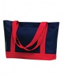 Contrast Handle Tote Bag - 600-denier polyester tote bag with large outside pock...