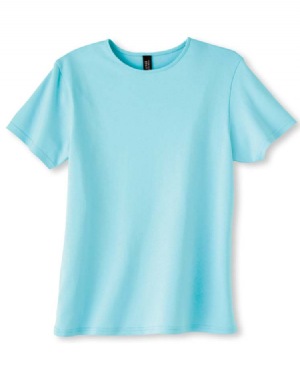 6.1 oz. Relaxed Fit Crew Neck T-shirt - 70/30 cotton/Nativa rayon tee with slightly tapered body; Double-needle stitched hemmed sleeves, bottom; self-binding fabric on neck; side seamed. 