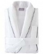 Cotton Waffle Robe with Piping - 60% cotton, 40% polyester, 5.8 oz; mid-calf len...