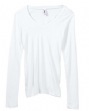 Women's Andrea Sheer Rib Long-Sleeve Longer-Length V-Neck T-Shirt - 4 oz., 9...