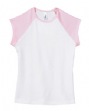 Girl's 1x1 Baby Rib Contrast Cap-Sleeve Raglan T-Shirt - 5.8 oz., 100% combe...