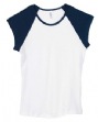 Women's 1x1 Baby Rib Contrast Cap-Sleeve Raglan T-Shirt - 5.8 oz., 100% comb...